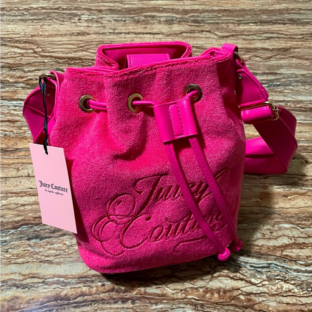 Juicy Couture Pink Flash Juicy Bucket Bag Pink Terry Cloth - Picture 4 of 4